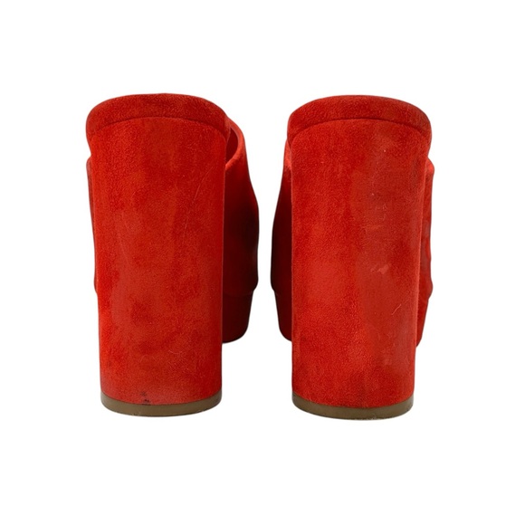 Mansur Gavriel Red Suede Leather Peep Toe Platform Block Heel Mules sz 36 - Picture 6 of 12